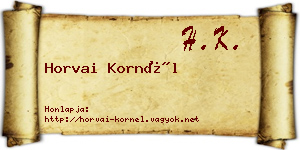 Horvai Kornél névjegykártya