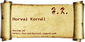 Horvai Kornél névjegykártya